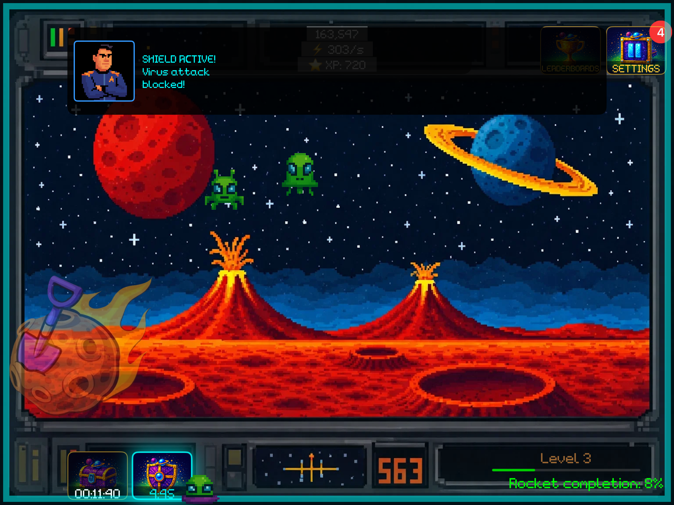 Asteroid Clicker gameplay – deep space